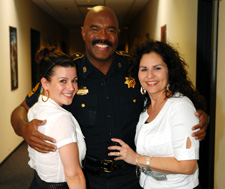 Houston Makeup artist Cinthia Moore and the Judge Alex show Bailiff Victor Scott, with co-worker Liz.