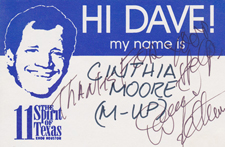 Cinthia Moore's KHOU 11 name tag autographed by David Letterman